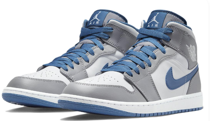 Air Jordan 1 Mid 'Cement Grey True Blue' Sneakers (DQ8426-014)