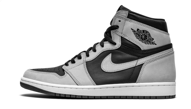 Air Jordan 1 Retro High OG 'Shadow 2.0' Sneakers - Black/Light Smoke Grey/White